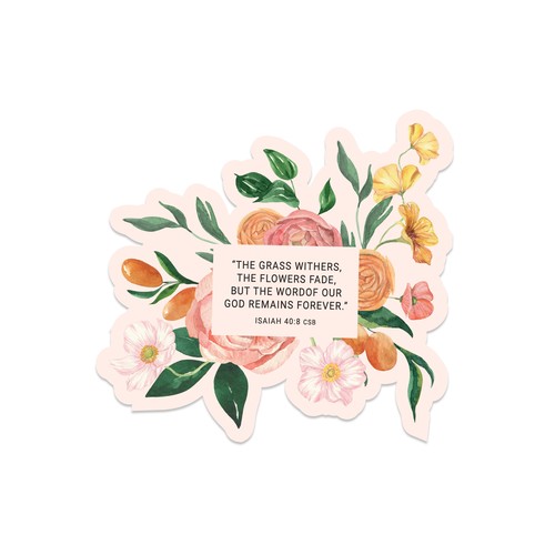 Isaiah 40:8 Flower Sticker