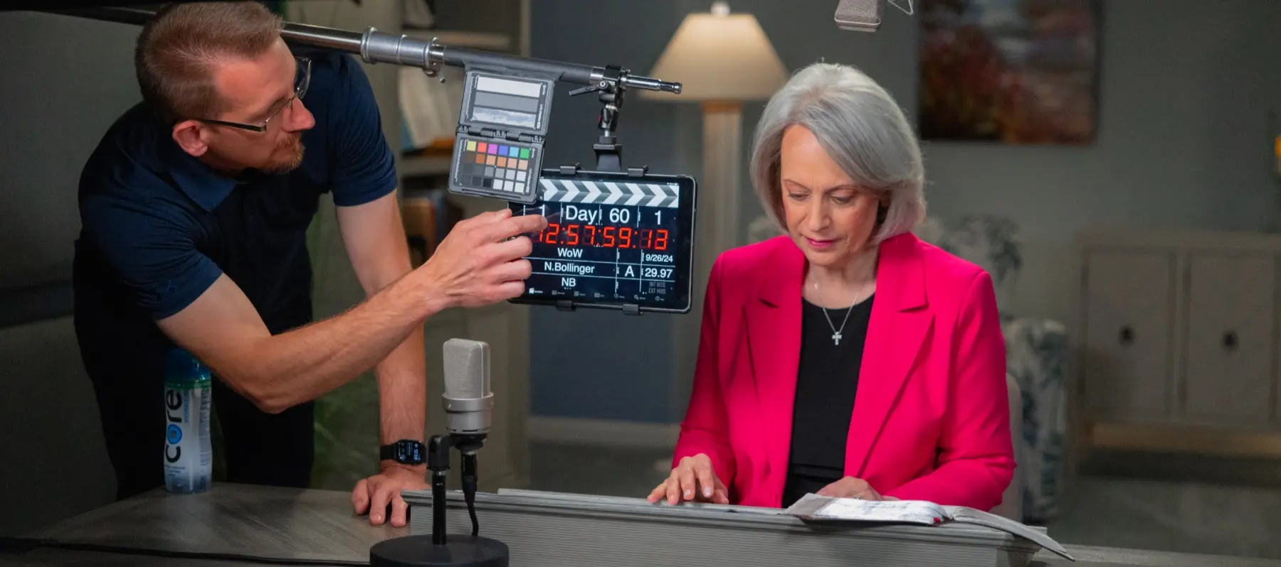 Nancy in the studio recording